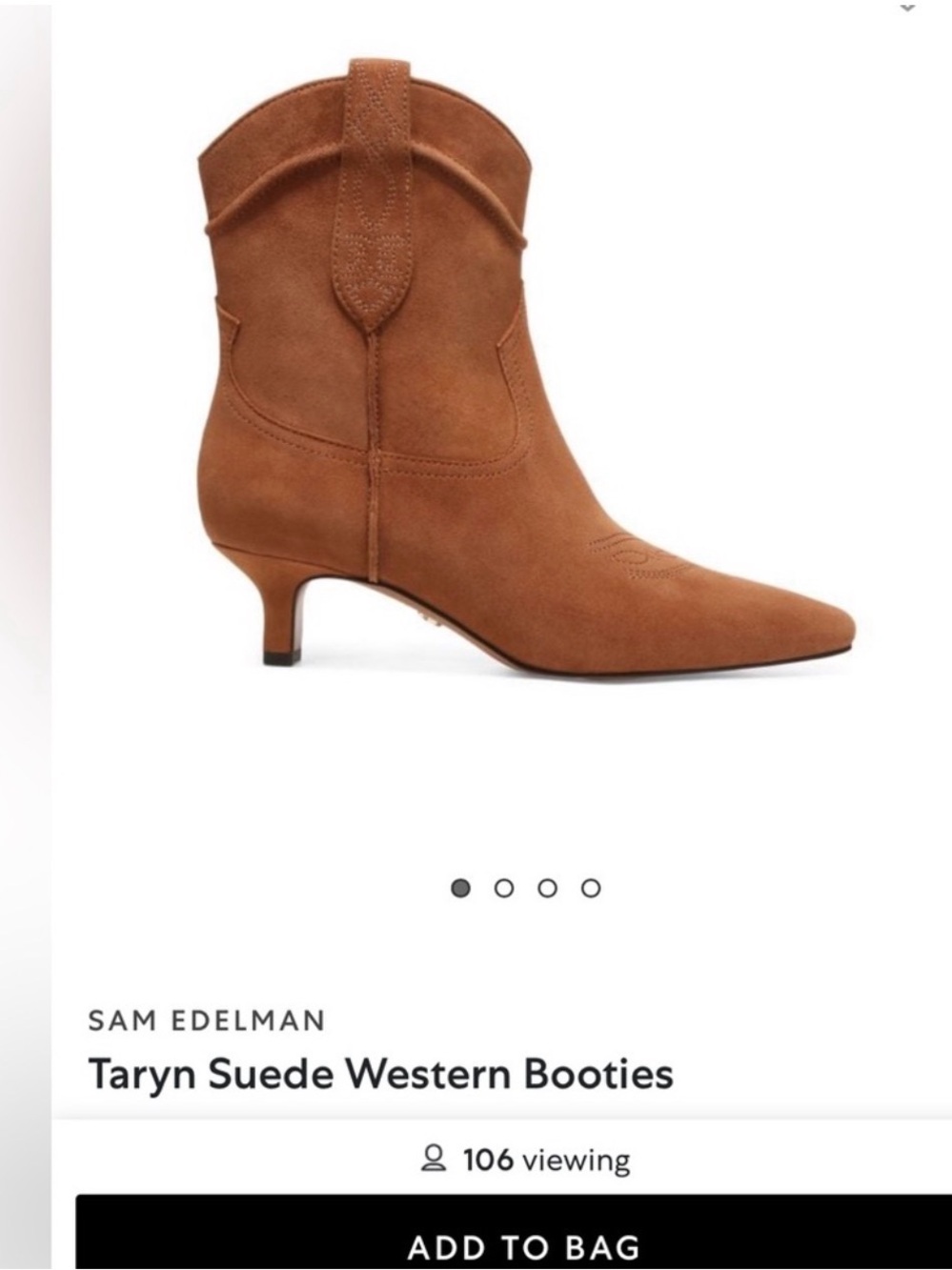 Sam Edelman Taryn Suede Western Booties in Cognac Brown